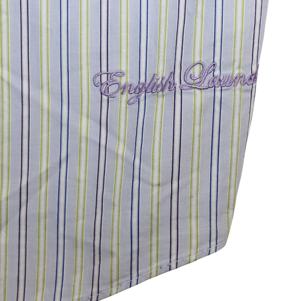 English Laundry Mens 16.5 Dress Shirt Flip Cuff Purple Striped Clubwear Office - Picture 13 of 16